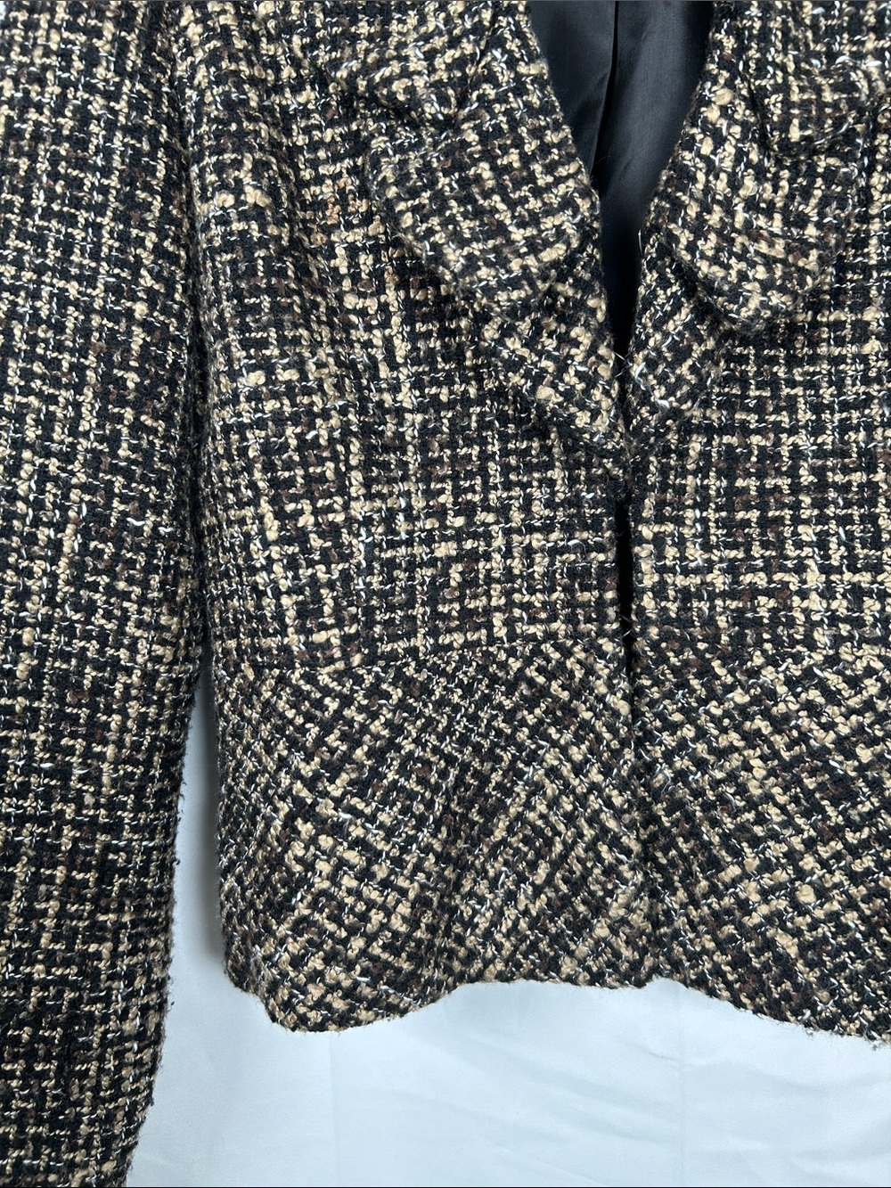 Rafaella Petite Ruffle Blazer Jacket Women’s Small Black Brown Wool Blend - Picture 5 of 11